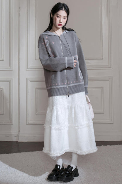 Cloud Gray Collar Knitwear Set