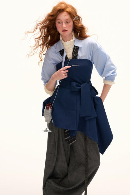 Blue Irregular Waist Dress