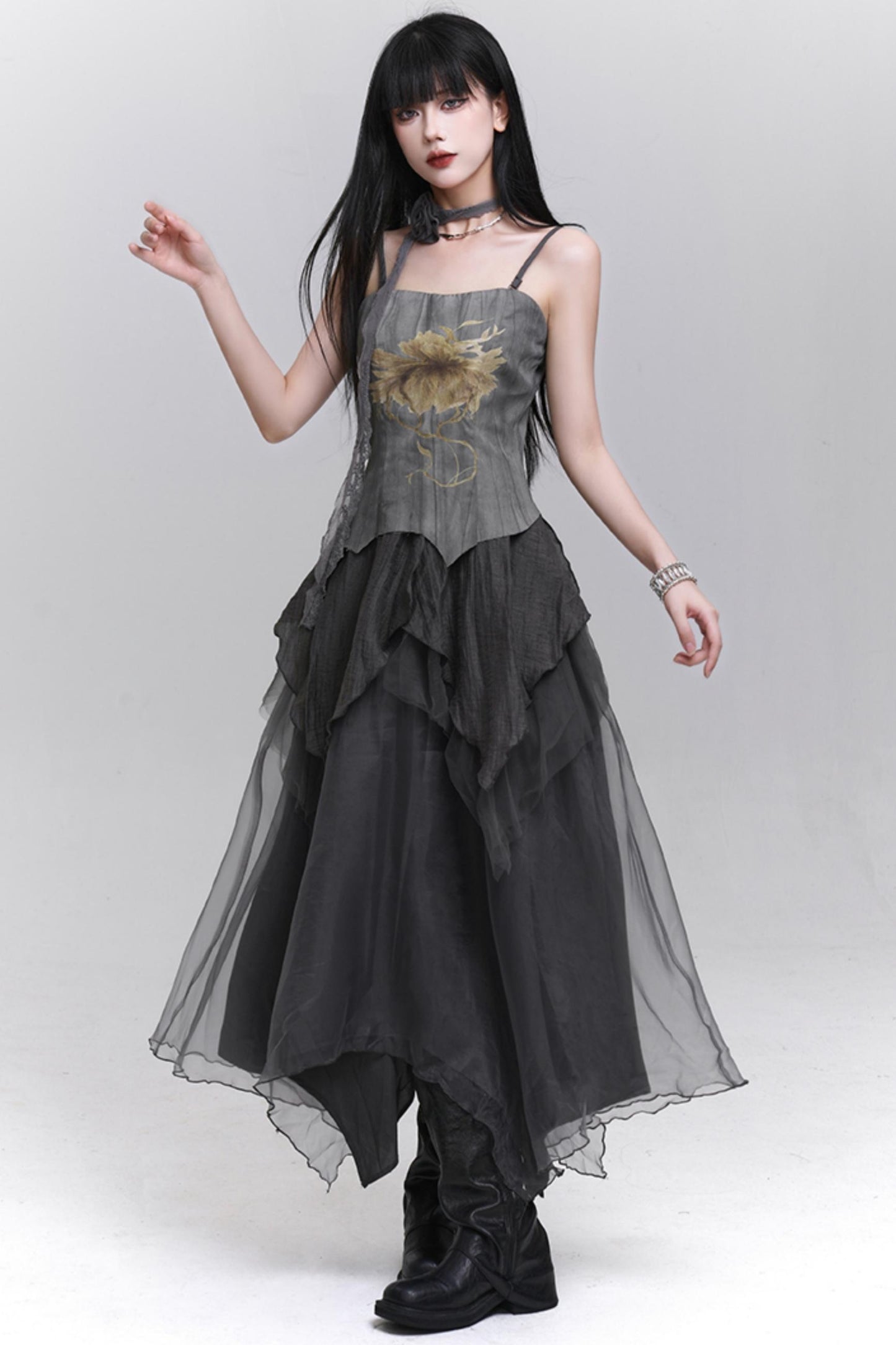 Summer Gray Halter Dress