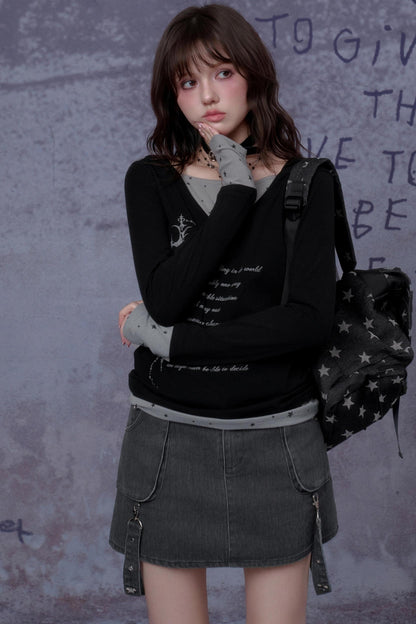 Gothic Hooded Black T-Shirt