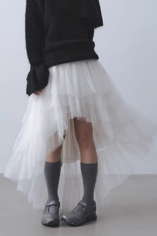 Fairy White Mesh Puffy Skirt
