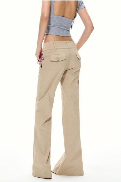 Vintage Khaki Wide-Leg Work Pants