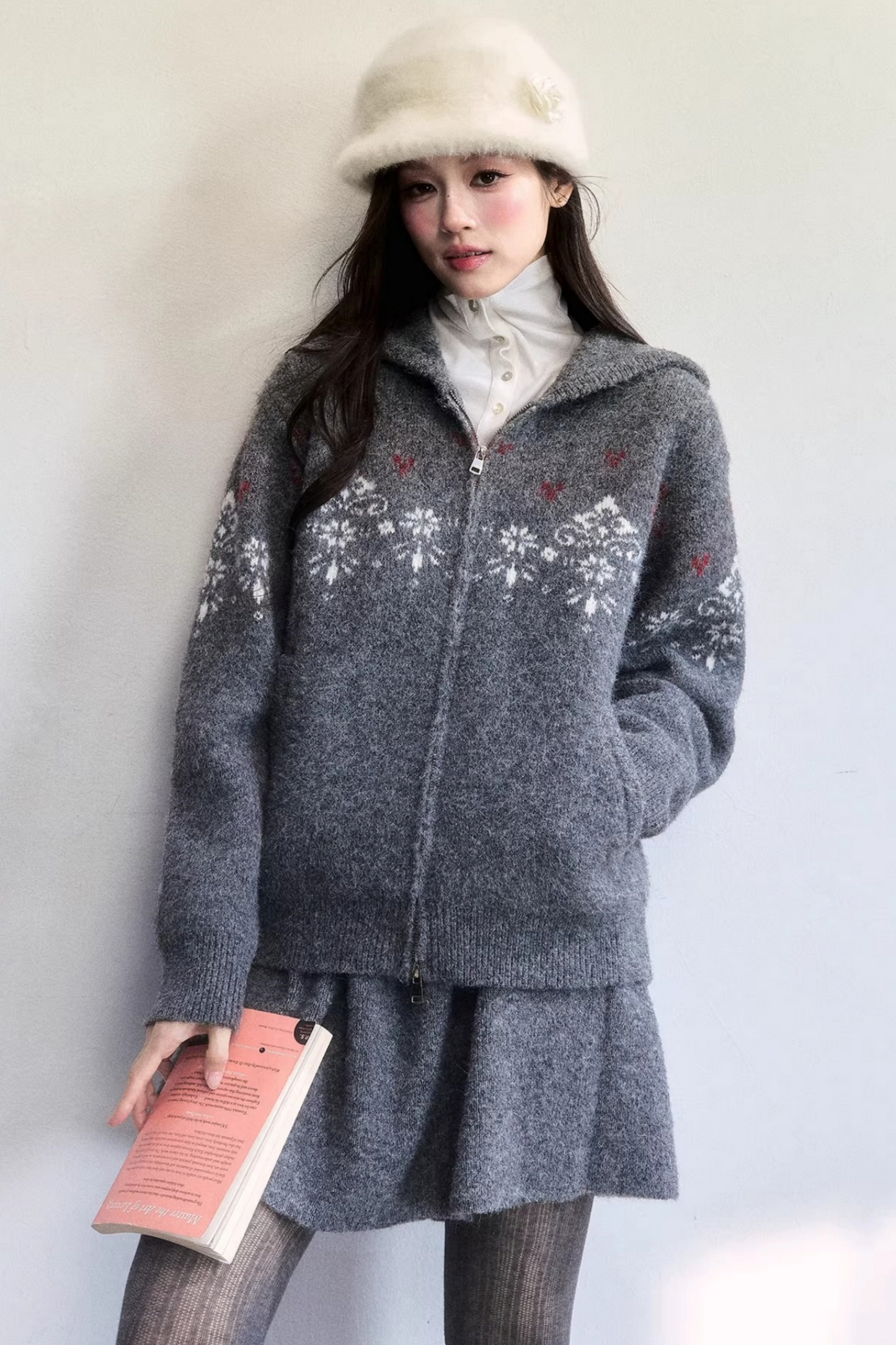 Frosting Jacquard Knit Jacket Set-Up