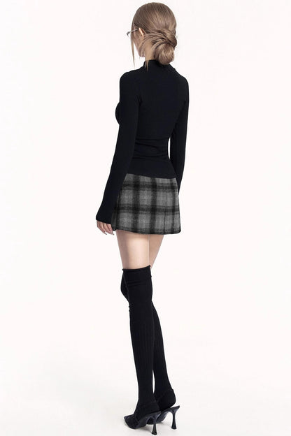 Plaid Woolen Trouser Skirt