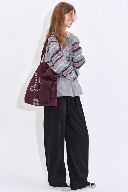 Minimalist Drawstring Waist Plaid Pants