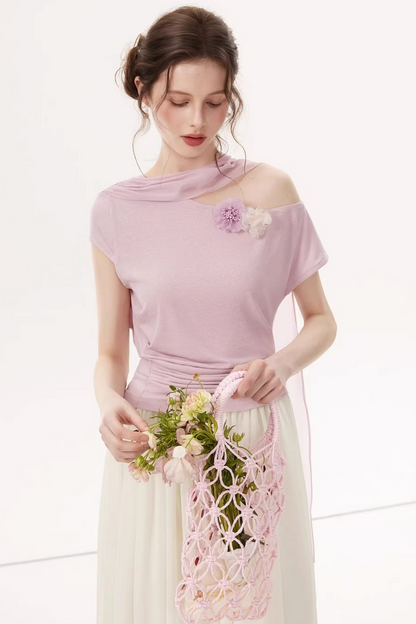 Top asimmetrico in Lyocell Tencel