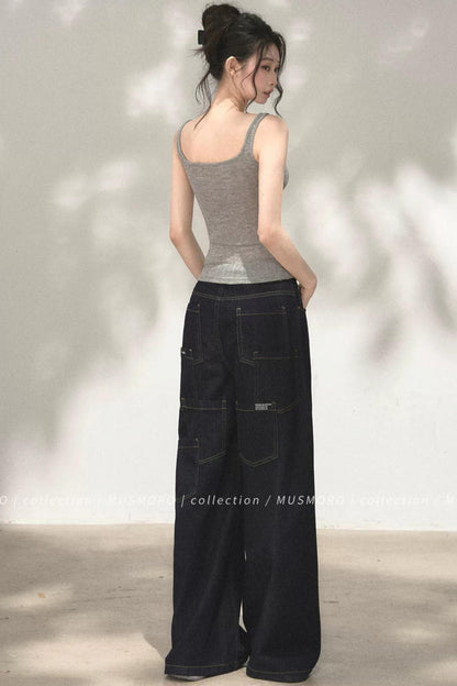 Vintage Asymmetric Denim Pants
