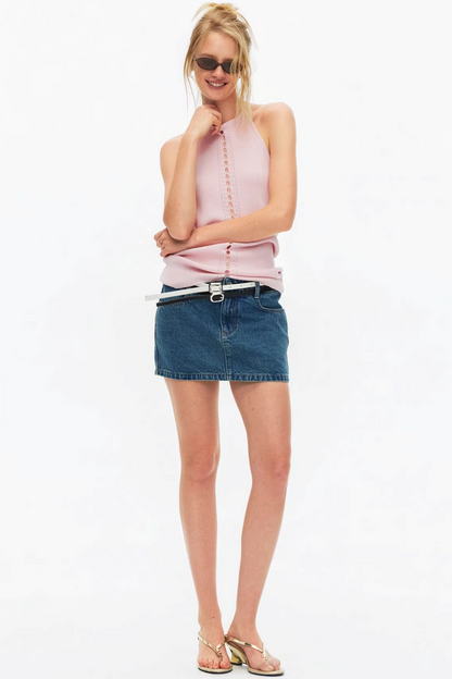 Lyocell Lace-Up Ribbed Vest