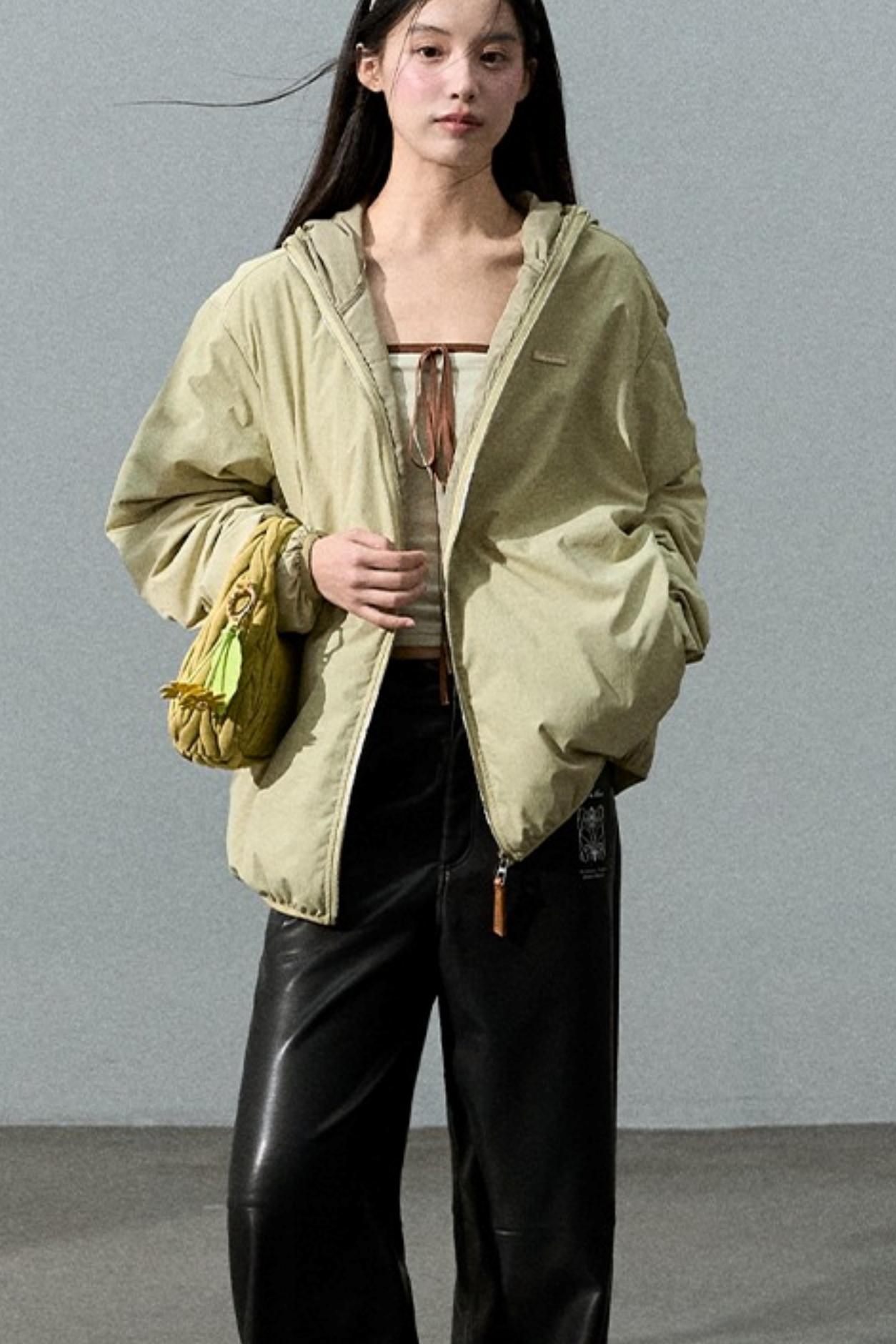 Retro Print Wide-leg Leather Pants