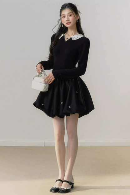 Set Abito Mini con Risvolto in Paillettes Miu-Style