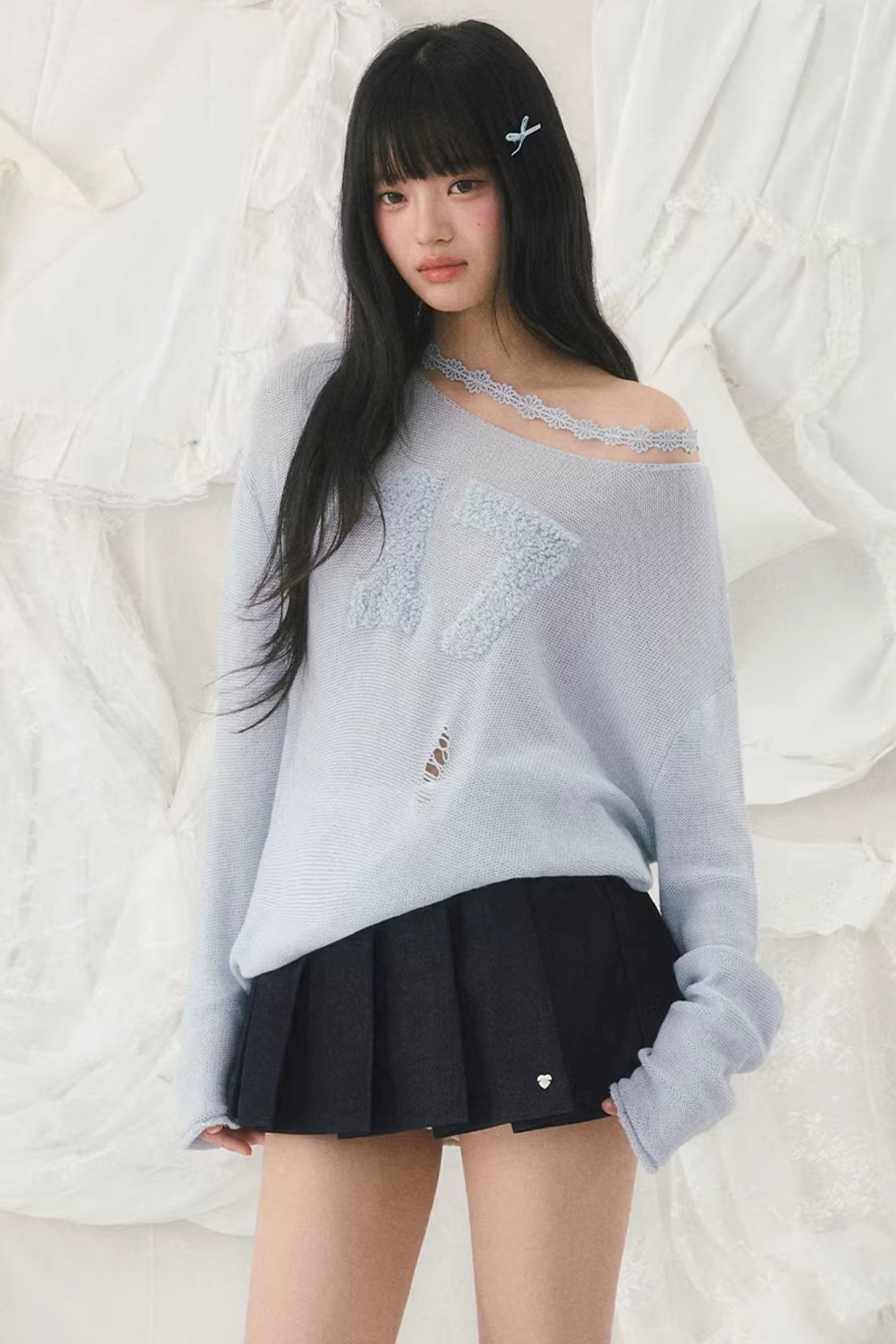 Jacquard Off-Shoulder Blouse