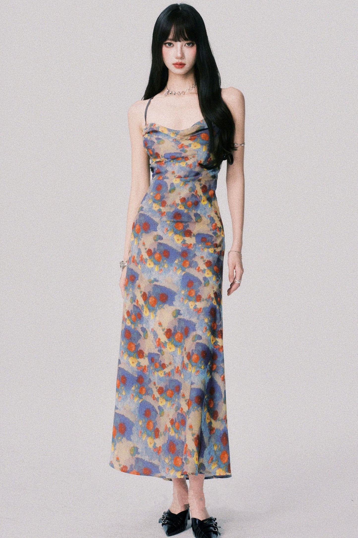 French Garden Halter Swing Dress