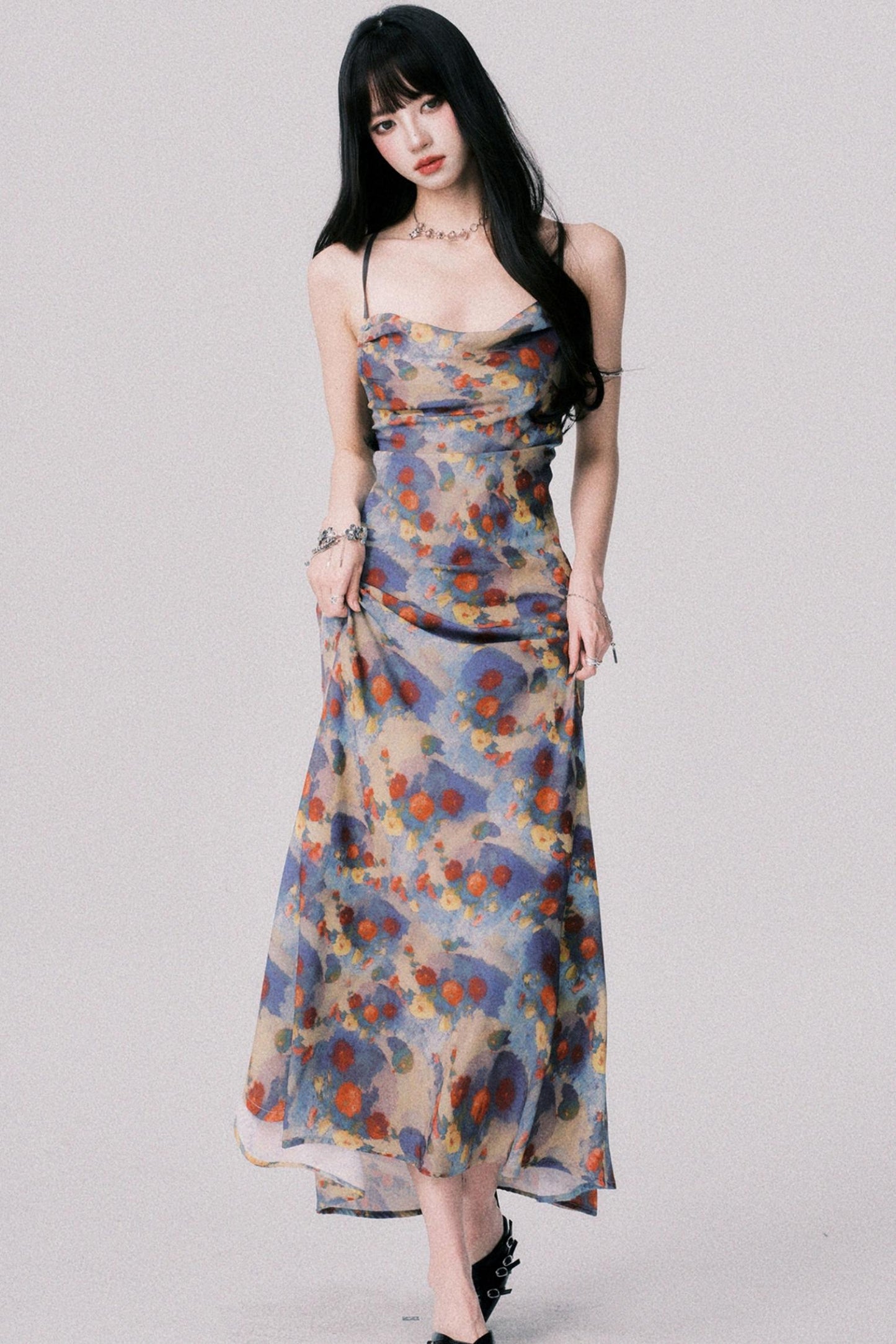 French Garden Halter Swing Dress