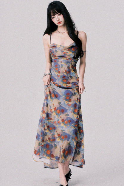 French Garden Halter Swing Dress