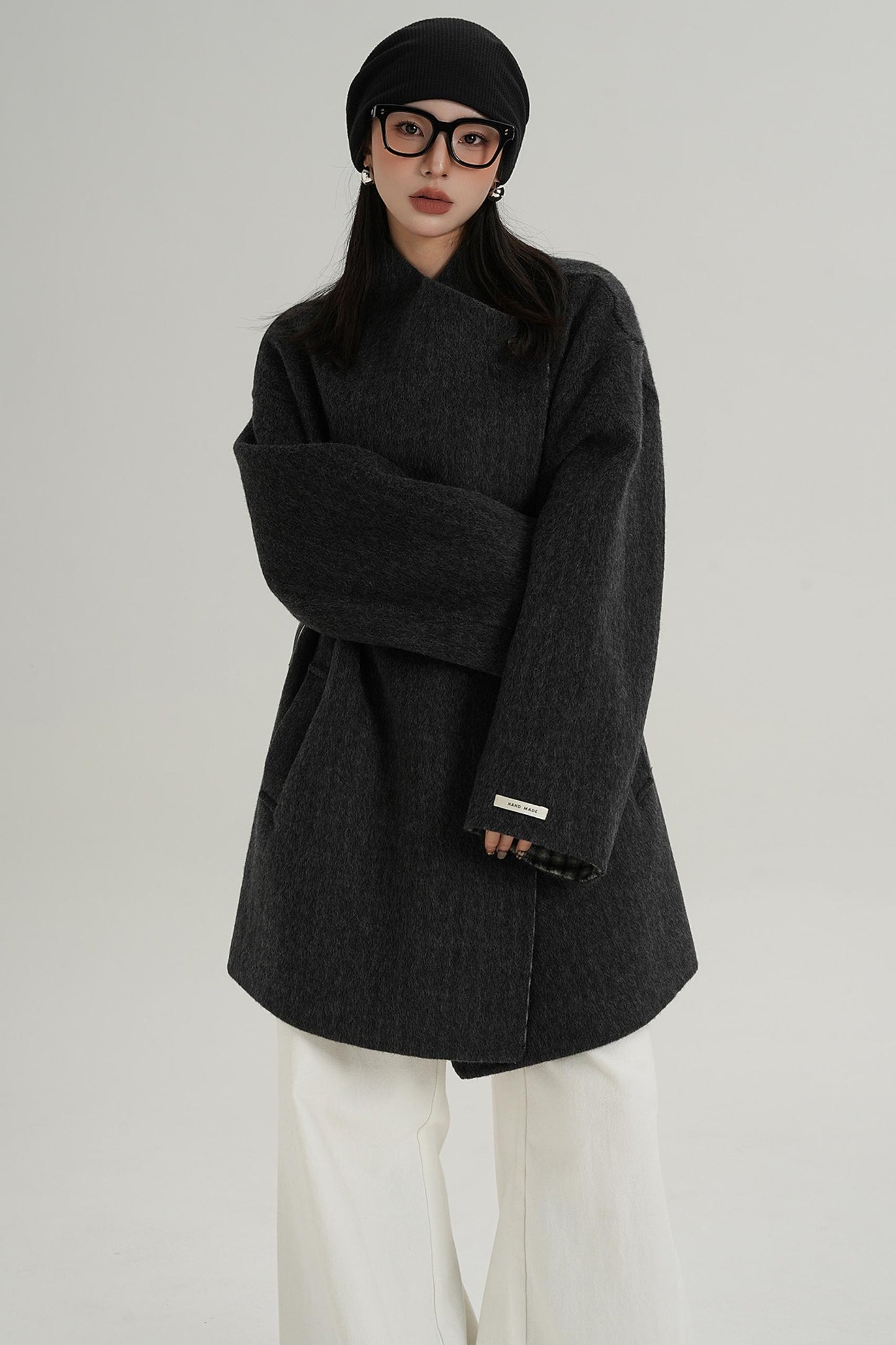 Lace-Up Reversible Wool Coat