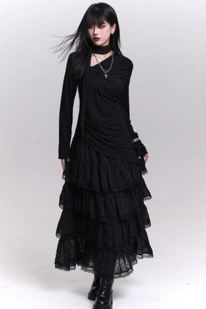 A-Line Chiffon Mesh Skirt