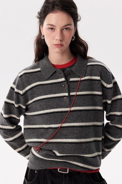 Fashionable Striped Wool Knitted Sweater