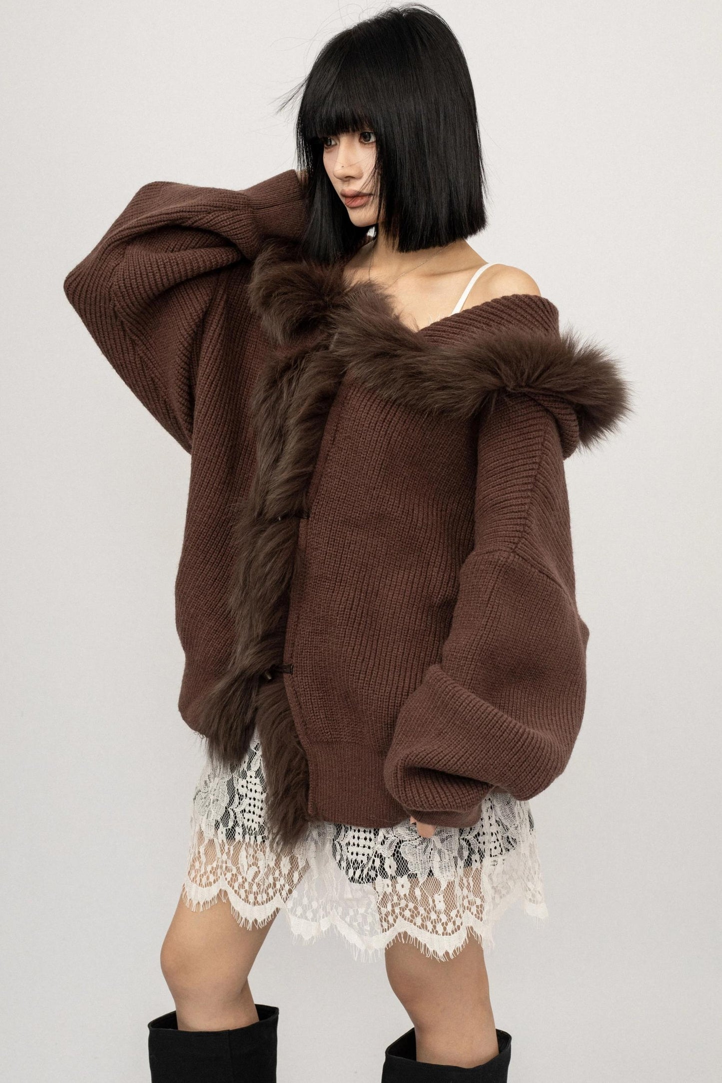 Fringe Knit Sweater Jacket