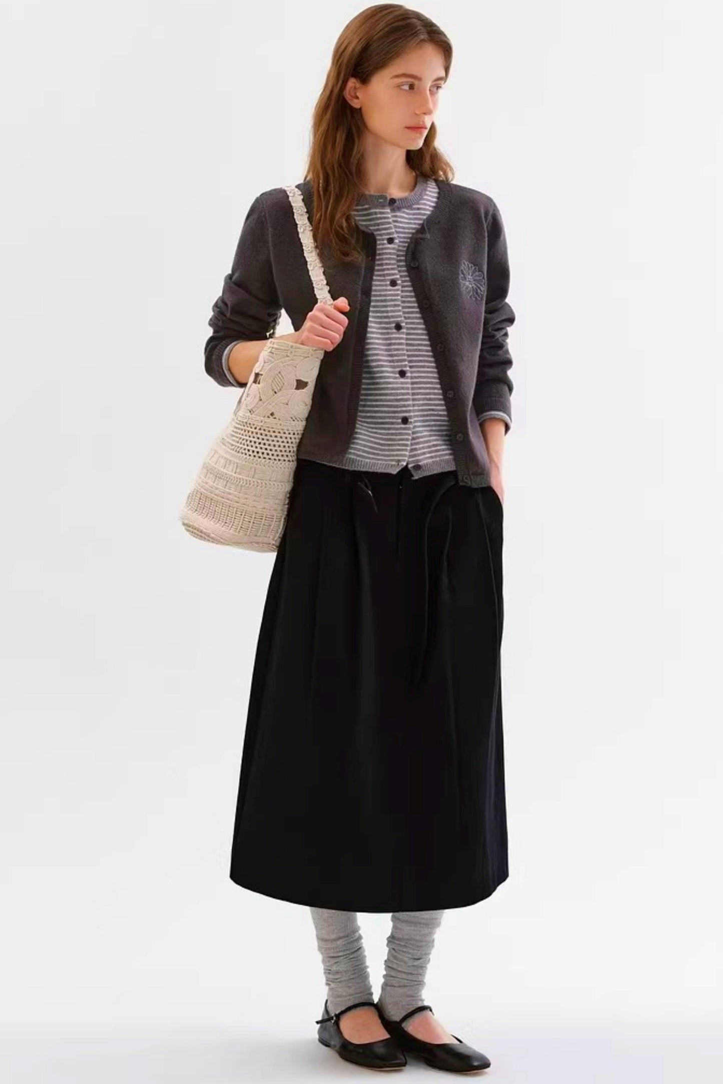 워싱 하이웨이스트 스커트