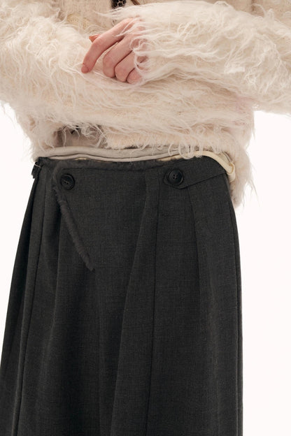 Gray Fleece Wide-Leg Pants