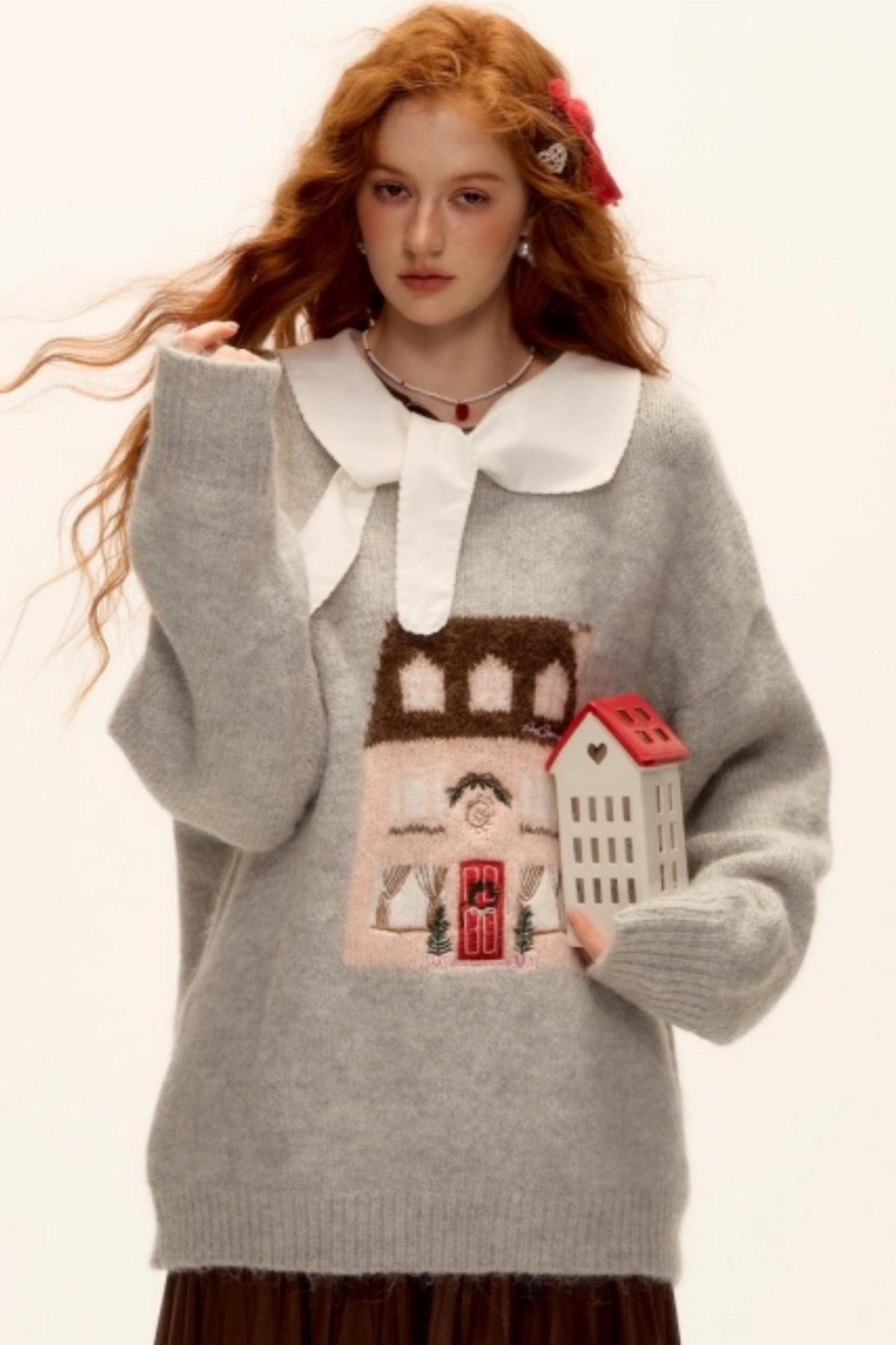 Jacquard Embroidered Wool Sweater