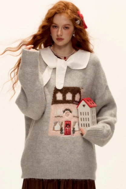 Jacquard Embroidered Wool Sweater