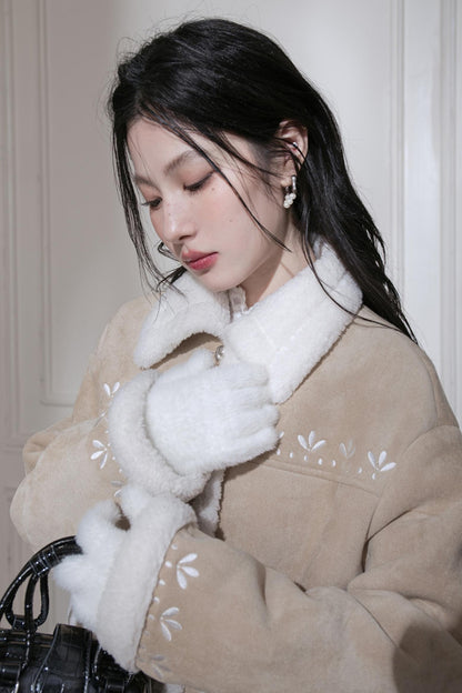 Warm Suede Embroidery Jacket