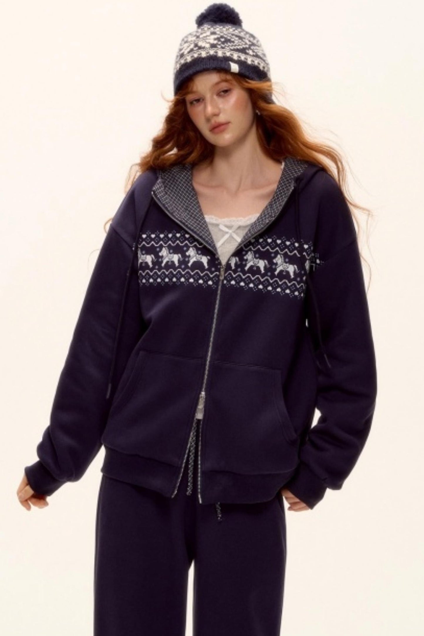 Fair Isle Quilted Jacket Pants Set-Up