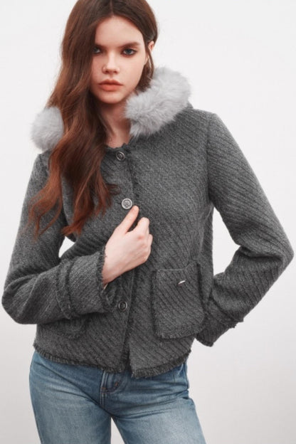 Winter Metal Buckle Wool Jacket