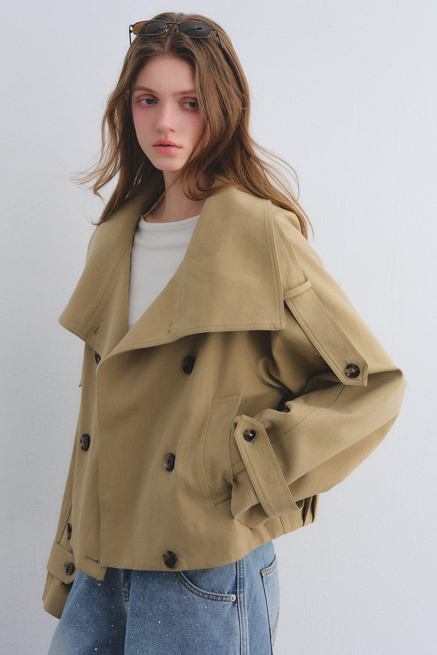 Flower Bud Cocoon Jacket Jeans Set-Up