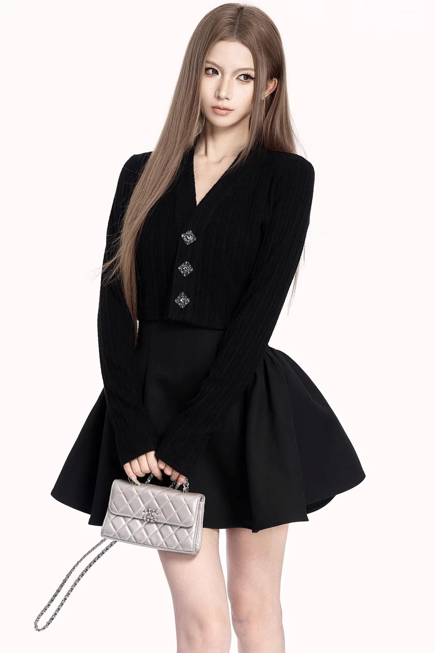 Romantic Rhinestone Bow Dress