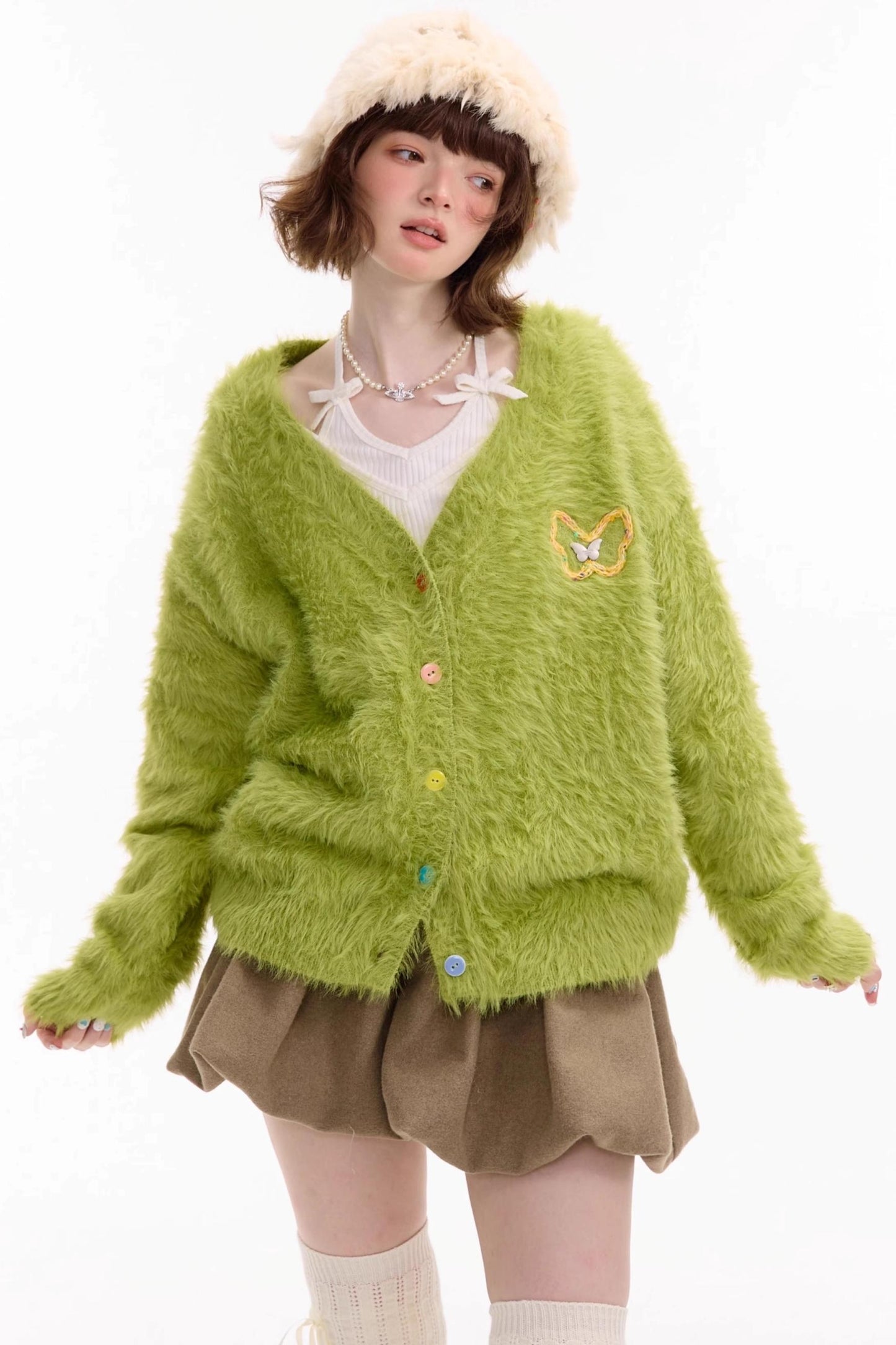 Lazy Butterfly Plush Cardigan