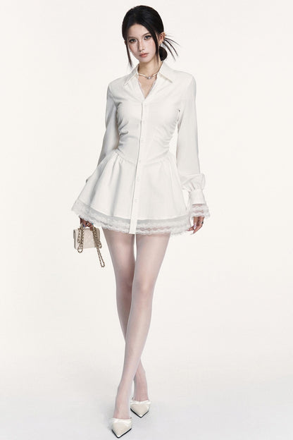 French Lace Patchwork Waist Dress & Pants Set