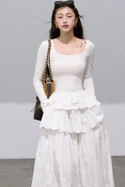 Panelled U-Neck Knitted Dress