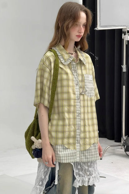 Plaid Doll Collar Shirt