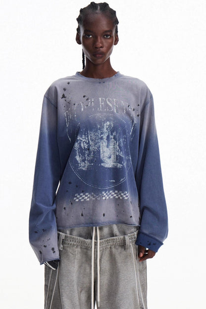 Vintage Gradient Pullover Sweatshirt