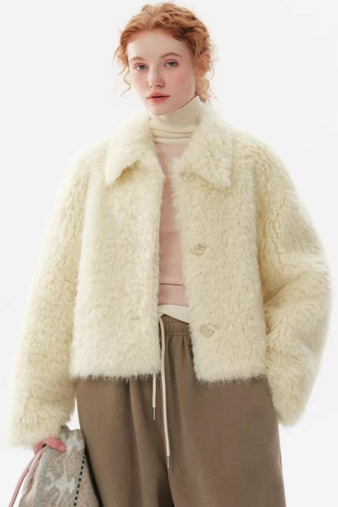 Faux Fur Turn-Down Collar Coat