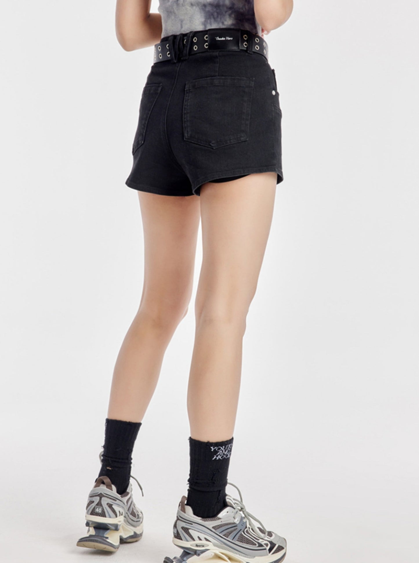 High-Waisted Denim Shorts Pants