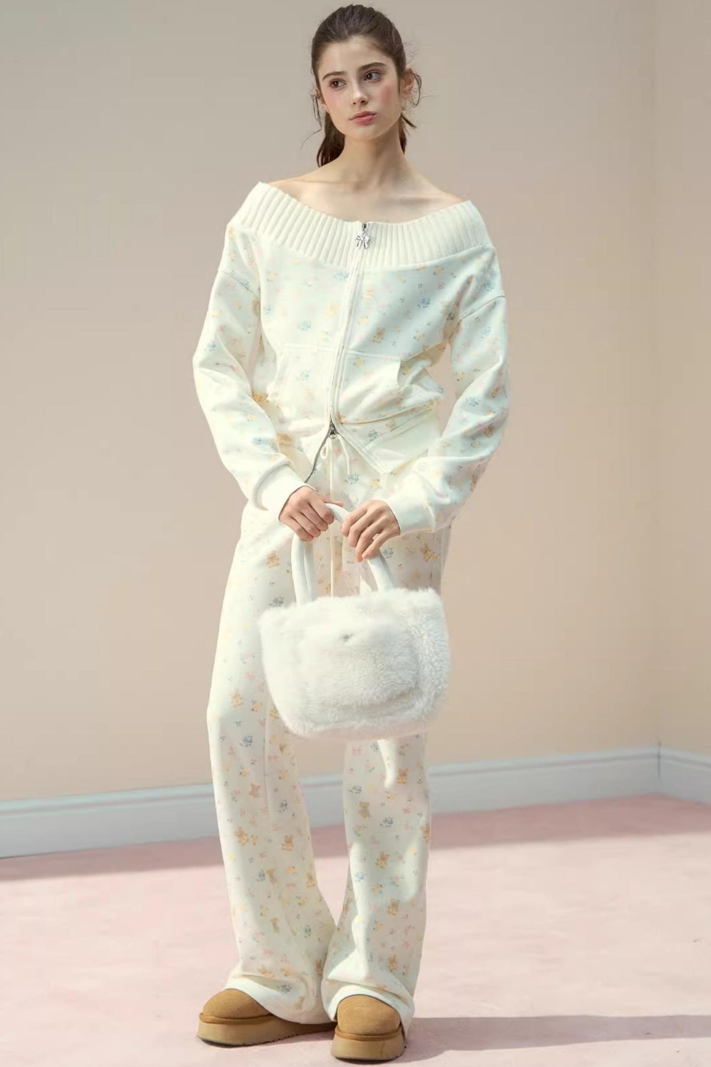 One-Shoulder Sweater With Trousers Set-Up