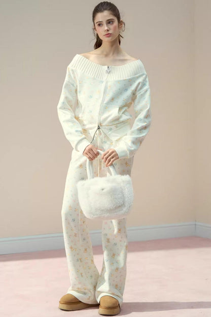 One-Shoulder Sweater With Trousers Set-Up