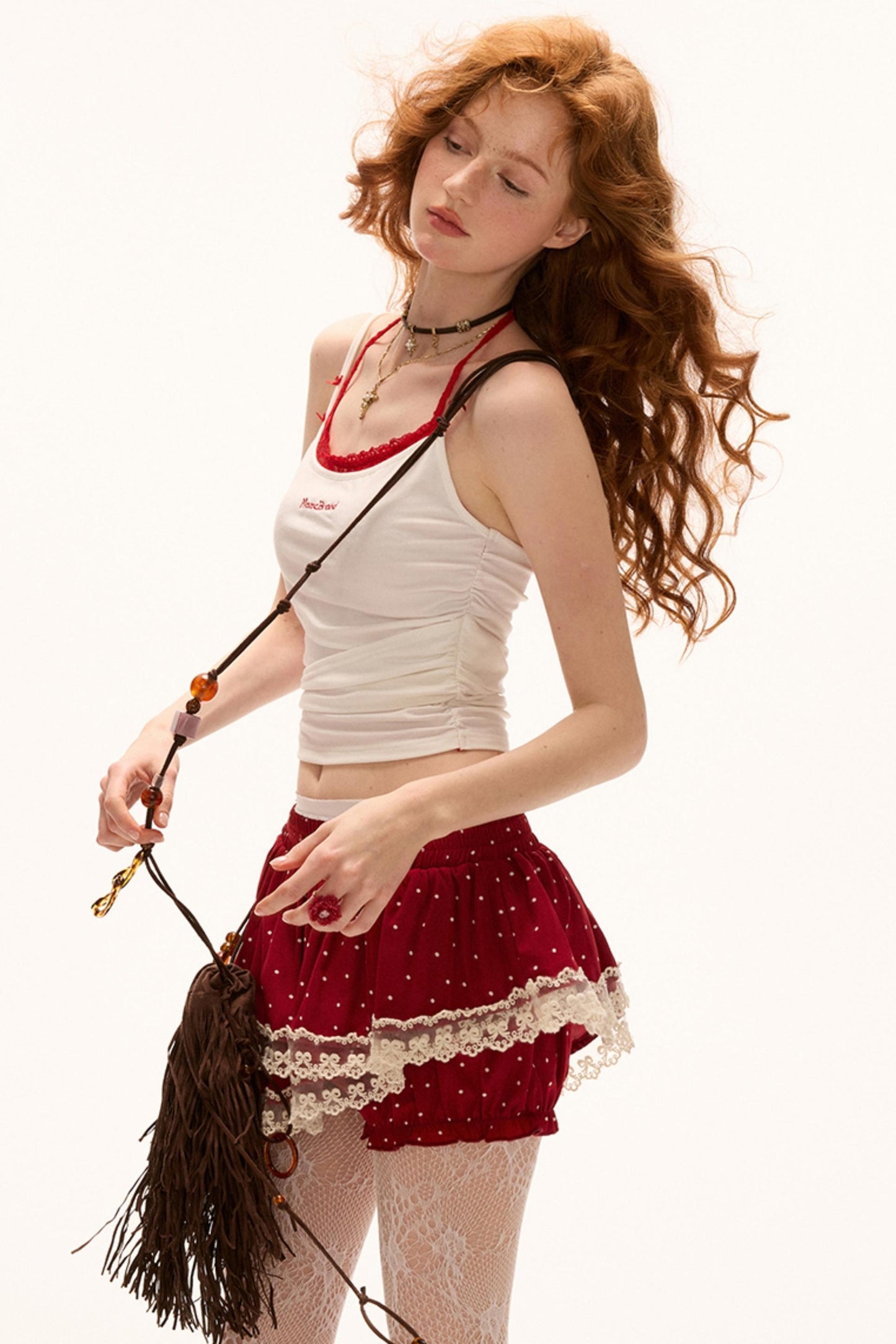 Lace Bow Camisole White Top