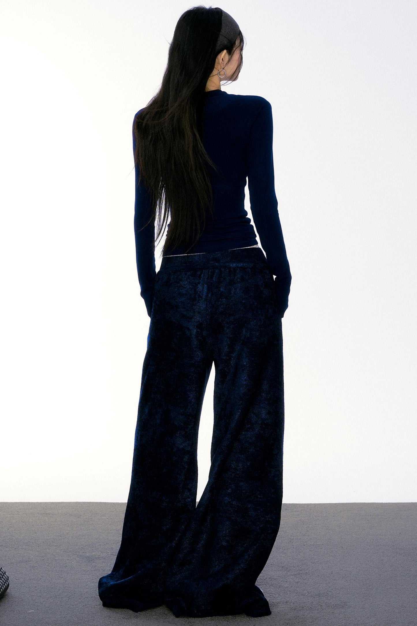 Winter Velvet High Waist Wide-Leg Trousers