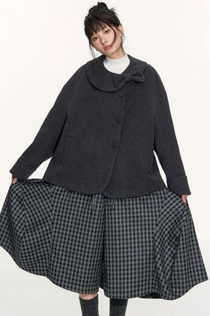 Round Lapel Woolen Coat