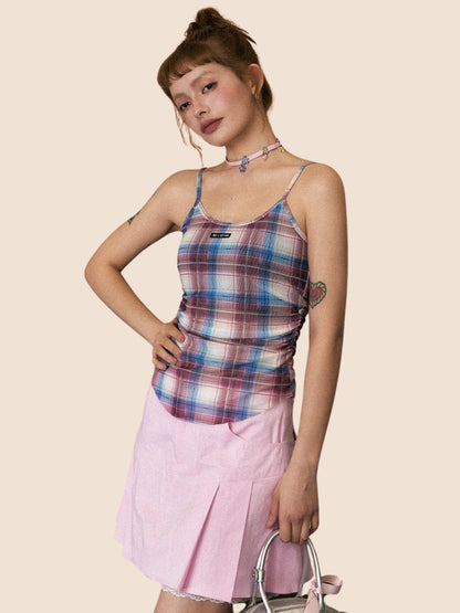 Retro Check Camisole Crop Top