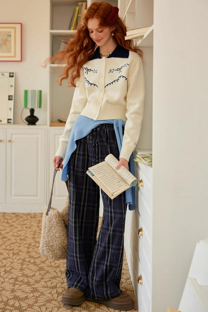 Color-Blocked Embroidered Cardigan