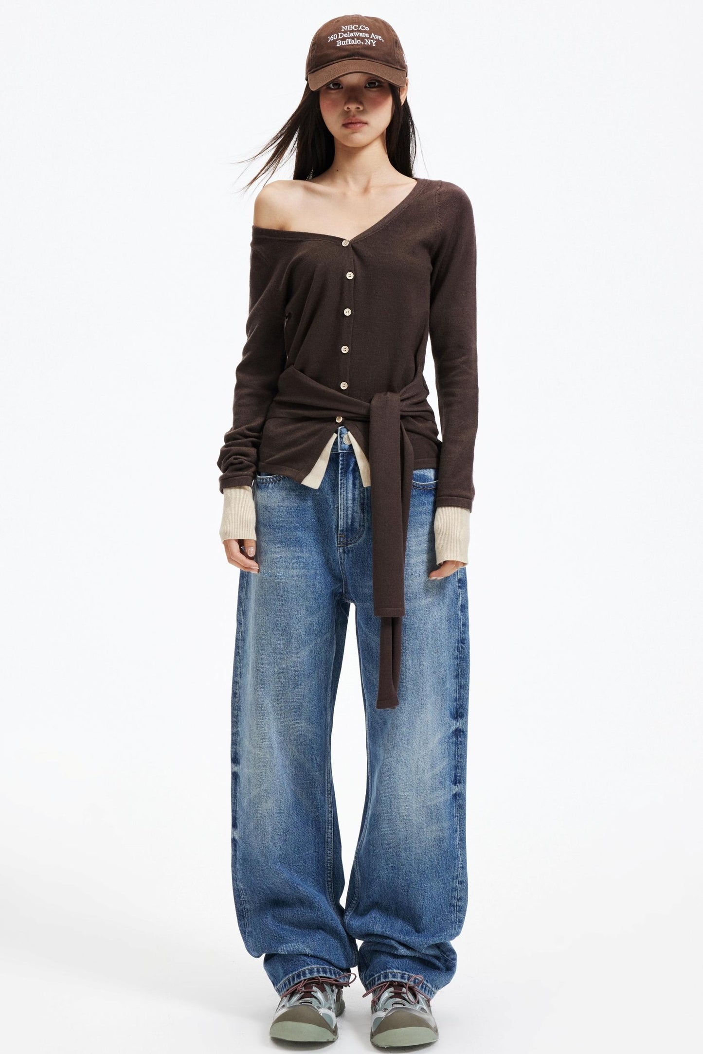 Washed Blue Ripped Denim Pants