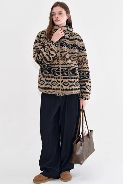 Fair Isle Faux Shearling Jacket