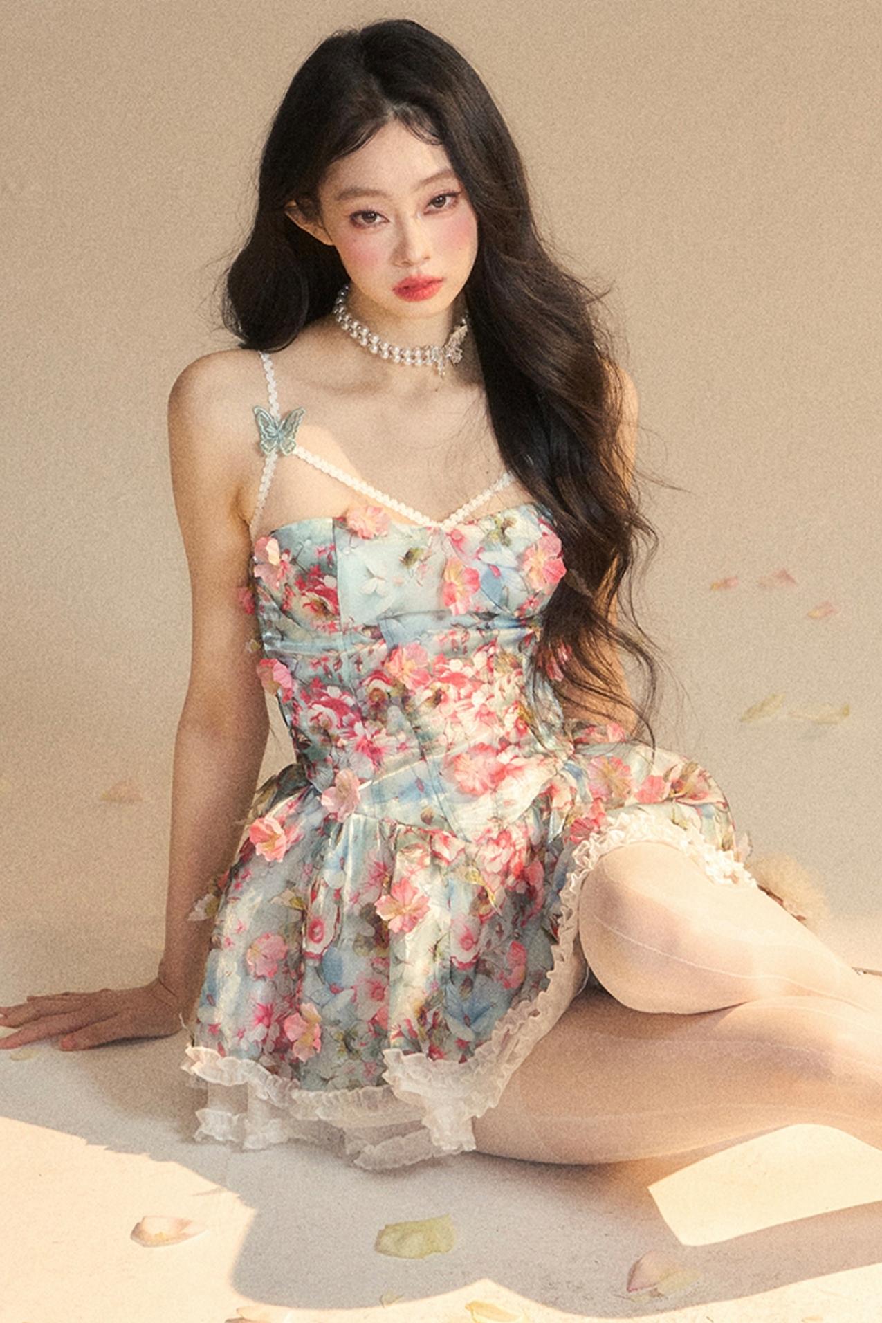 Vintage Floral Garter Dress