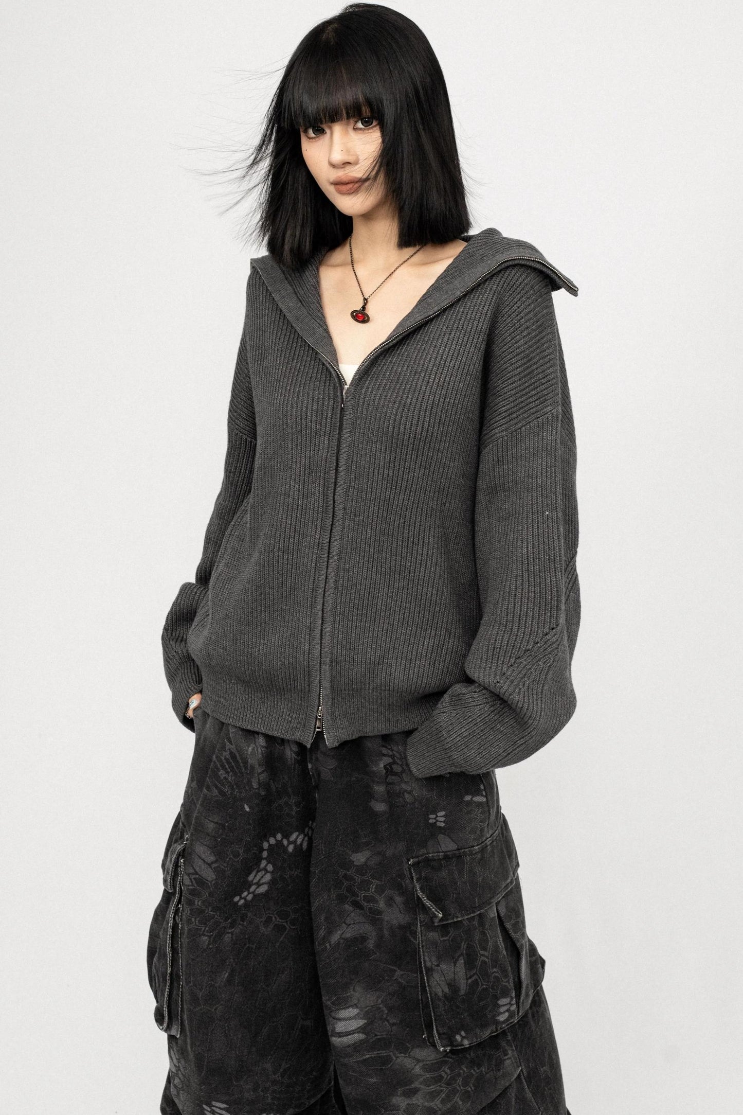 Vintage Zipper Sweater Coat