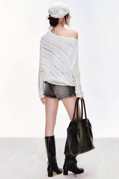 One-Shoulder Knitted Sweater